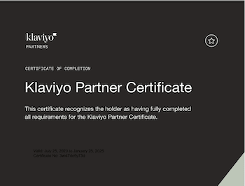 Klaviyo Partner Certificate for Robert Cecil